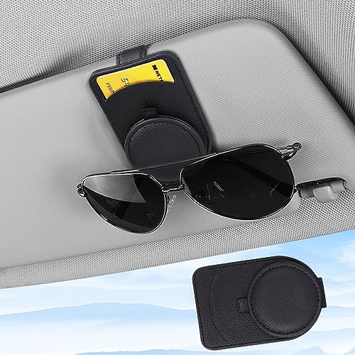 upbeat Brillenhalter für Auto Sonnenblende, Auto Sonnenbrillenhalter, Leder Auto Multifunktionaler Aufbewahrungsclip, Sonnenbrillen Halterung für Auto, Auto Visier Zubehör Karten Clip