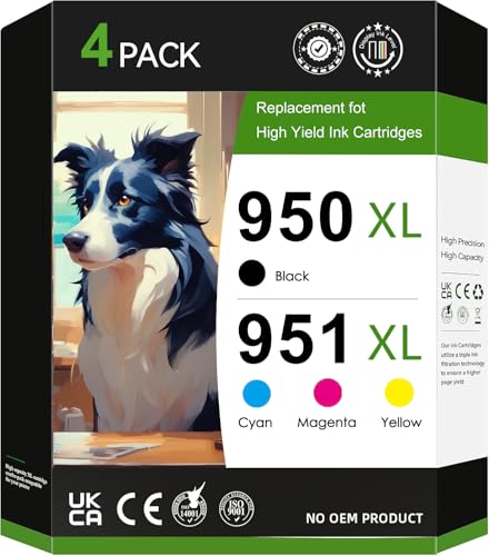 950XL 951XL Druckerpatronen für HP 951xl Multipack 950 Kompatible für HP Officejet Pro 8600 8610 8100 8620 8615 8100 8625 8630 8640 8660 276dw 251dw Drucker (4er-Pack)