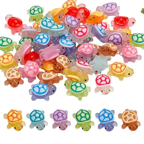 60 Stück Mini Figuren Schildkröten Harz,Kunstharz Turtle,Schildkröte Deko,Kleine Turtles Figuren Wichtel,Badewannenspielzeug,Es Wird Glühen,Kunststoff,DIY Micro Landschaft Szenen,Topfdekoration,Kinde