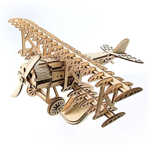 Shadodo 3D Puzzle Flugzeug,3D Holz Puzzle Bi-Plane Zusammenbauen Spielzeug-DIY Modell Handwerk Kit-Heimdekoration Modellbausätze für Erwachsene zum Bauen, Geschenk Geburtstag für Männer,Jungen