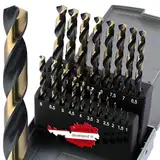 WELIQU 1-10mm Spiralbohrer Set HSS-G+ Vaporisiert, 19-teilig, Metallbohrer in 0,5mm Schritten, Selbstzentrierende Präzisionsbohrer DIN 338 für Stahl, Aluminium, Messing, Bronze, Gusseisen
