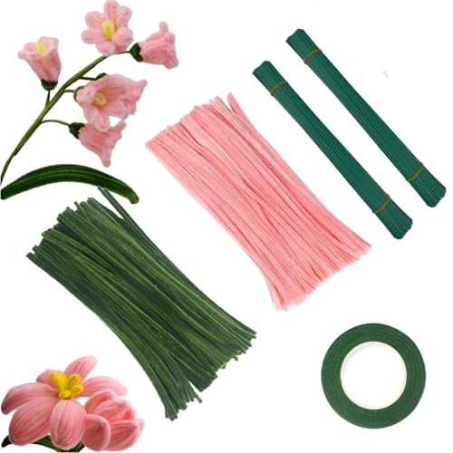 200 Stk Pfeifenputzer Zum Basteln, Pfeifenreiniger Blumen Set, 2 Farben (Macaron Rosa,Moosgrün), Pfeifenputzer Zum Basteln Blumen 30cm, Pfeifenreiniger Grün Basteldraht, Für Kreative Diy Projekte