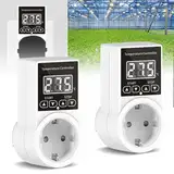 GOMETY Temperaturregler Steckdose mit Fühler, 230V Digital Thermostat Steckdose, Heizung Digital Temperaturregler mit LCD Bildschirm für Gewächshaus Terrarium (1)