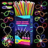 Millegu Knicklichter Party Set,100 Stück Leuchtstäbe 130 Verbinder,Neon Knicklichter Ketten und Leuchtbrillen für Kinder, Deko für Festival Hochzeiten Weihnacht Party Silvester Deko 2024