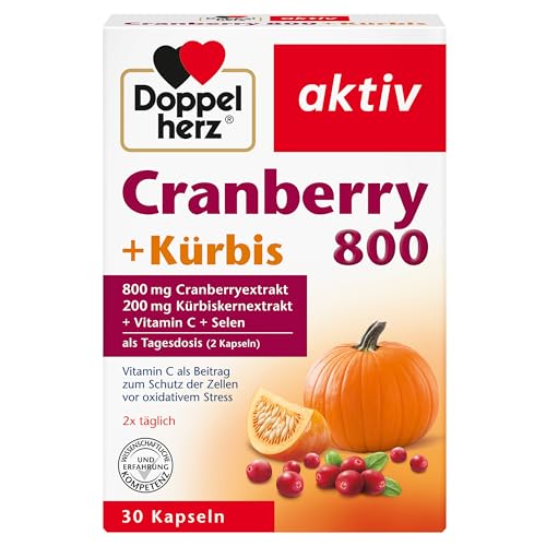 Doppelherz Cranberry 800 + Kürbis + Vitamin C + Selen - Vitamin C als Beitrag zum Schutz der Zellen vor oxidativem Stress - 30 Kapseln