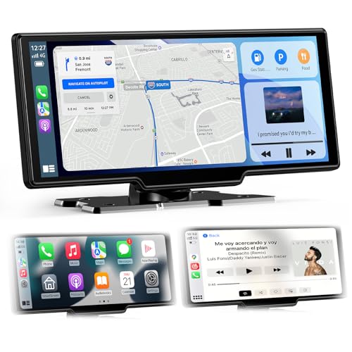 2025 Neuestes 10,26 Zoll Carplay Display & Android Auto Display: Buddy Display mit GPS Navigation 4K Dashcam Rückfahrkamera Bluetooth 5.2 Siri Sprachsteuerung IPS Touchscreen Mirror Link AUX FM 64G TF