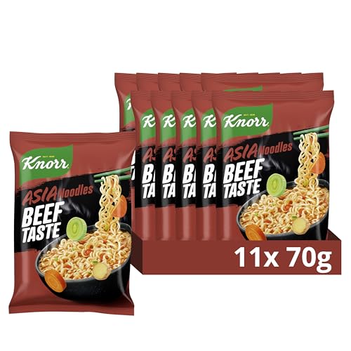 Knorr Instant Nudeln Beef Taste schneller Asia Snack fertig in nur 3 Minuten 11x 70 g