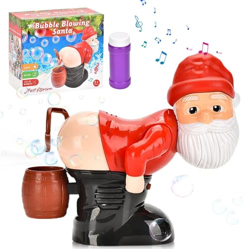 Lustige Weihnachtsmann-Blasenblasmaschine, Bubble Fart Blower, Automatische Furz-Blasengebläse, Elektrische Seifenblasenmaschine mit Lichtern und Sound (Weihnachtsmann)