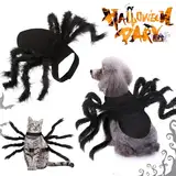 Halloween Spinnenkostüm,Klein mittelgroße Hunde und Katzen Halloween Haustier Kostüm,einstellbar Schwarz Spinnenkostüm für Hunde,Spinne Cosplay Haustier Kostüm für Halloween Horror Dekoration Zubehör