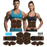 AILEDA EMS Elektrische Muskelstimulation,EMS Bauchmuskeltrainer, 8 Modi & 19 Intensitäten, USB Wiederaufladbar EMS Bauchtrainer Ganzkörper ABS/Bauch/Arm/Bein/Po Trainer