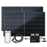 flex-energie Balkonkraftwerk Komplettset 900Wp I 2x450Wp Solarmodule, Envertech EVT800-B Wechselrichter & 5m Kabel I Bifaziale Solaranlage für 20% mehr Stromgewinnung I Energiegewinnung von Zuhause