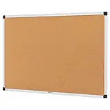 Amazon Basics Notizbrett aus Kork, Rechteckig Aluminumrahmen, 90 x 60 cm, silber