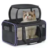 Lekespring Hundetransporter Airline genehmigt Katze und Hund Carrier für kleine Hunde, Erweiterbare Transportbox für Haustiere von Fluggesellschaften zugelassen Katzentransportbox Reisetasche, Schwarz