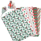 60 Blatt Seidenpapier Weihnachten, 50 × 35cm Geschenkboxen Papiertüte, Rot Grün Geschenktüten, Xmas Streifen Laub Weihnachtsbaum Geschenkpapier für Geburtstag Hochzeit(6 Muster)