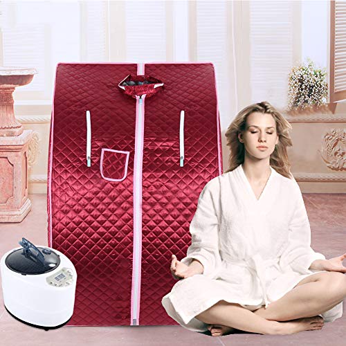 Mini Dampfsauna, Heimsauna mit Fernbedienung, Heimsauna mit Fernbedienung-Mobile Mini Dampfsauna Heimsauna Wärmekabine Sitzsauna Saunakabine-Großes Rot-B