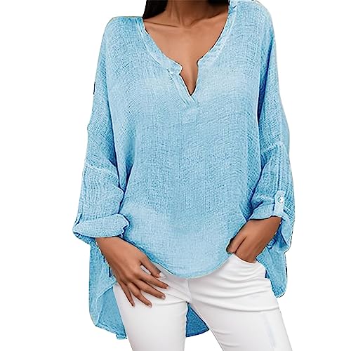 WILLBEST tshirt Damen langarm Baumwolle tunikakleid Damen langarm oversize Bluse Damen Bluse kurzarm Glitzer unterhemd Damen schwarz t shirt Damen 3/4 arm büro Outfit Damen hippie Hose Damen