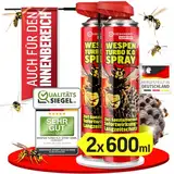 HEIMWERT Wespenspray Turbo mit Langzeitwirkung und Paralysator - Sicher Wespennest entfernen dank Spezialformel Made in Germany - 600ml Vorteils Spray gegen Wespen + große Nester (2 x 600ml)