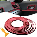 Auto Zubehör Innenraum -10M Automobile Gap Fillers Moulding Line Dekoratives Zubehör DIY Filler Flexible Strip Universal Garnieren Car Tuning Gadget mit Installation Tool(Rot)