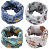 Loop Schal Kinder,4 Stück Loop Schal Halstuch Jungen Mädchen Baumwolle Schlauchschal Nackenwärmer Multifunktionstuch für Winter, Frühling, Herbst