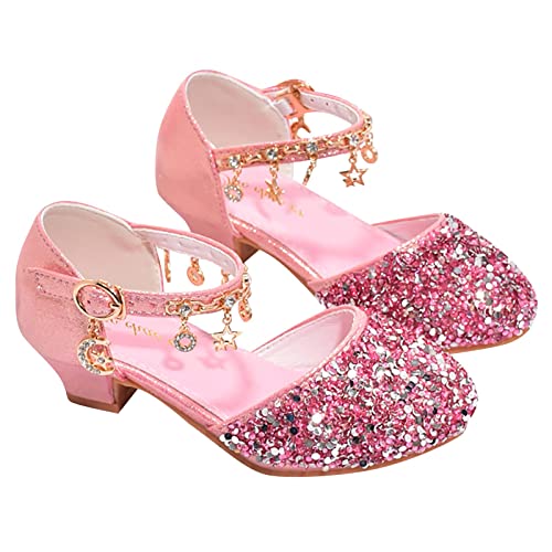 Mädchen Kleidschuhe mit niedrigem Absatz, Strass, Bögen, niedriger Absatz, Prinzessin, Hochzeitsfeier für Kleinkinder, Kleinkinder Sportschuhe Kinder (Pink-a, 30 Little Child)