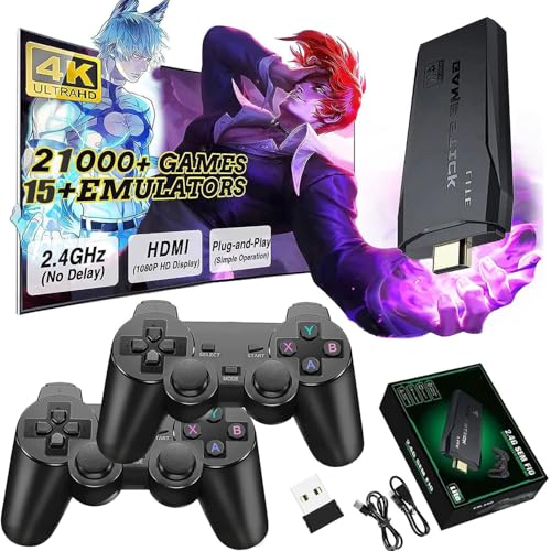 2025 Upgrade Retro Konsole Spielkonsole Game Stick, Retrolink Spielkonsole 20.000+ Spiele Plug & Play für TV HDMI mit 2 Wireless Controllern, Geschenk für Jungen & Erwachsene (Pro Ausgabe)