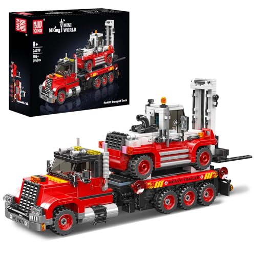 Mould King 24079 Technik Schwertransport LKW Bausteine, 906 Teile LKW-Bausatz, Technologie Anhänger Spielzeug für Erwachsene und Jugendliche 8+ Jahre