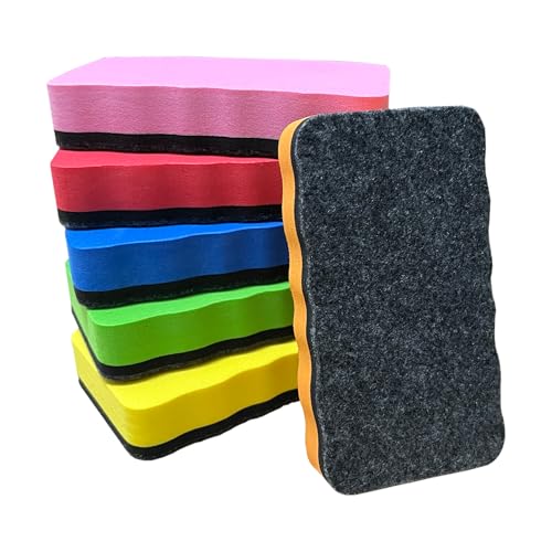 Lenlemtei 6 Stücke Magnetisch Whiteboard Eraser Whiteboard Wischer Schwamm Reiniger Tafelwischer Entfernt Zeichnungen und Schrift für Zuhause Büro Klassenzimmer, 6 Farben