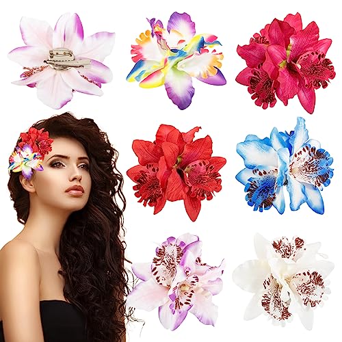 BOFUNX 6 Stücke Hawaii Haarspange Blumen Haarklammern Haarclip Brosche Haarschmuck Haarnadeln für Hochzeit Party Strand Sommer