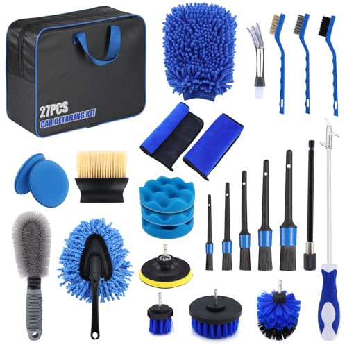 GOYOXOKY Auto Reinigungsset, 27 Pcs Autowaschset Auto Set, Putz Set Auto Reinigung für Auto, Motorrad, Fahrrad Innenraum und Außen, Auto Pflege Set Komplett Haushaltsreinigung, Autopflege-Geschenkset