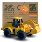 BIOPLAY® Bagger Spielzeug ab 2 Jahre | Bio Kunststoff | Bewegliche Baggerschaufel | Nachhaltiges Spielzeug ab 18 Monate für Jungen und Mädchen | Indoor und Outdoor | Baustellenfahrzeug