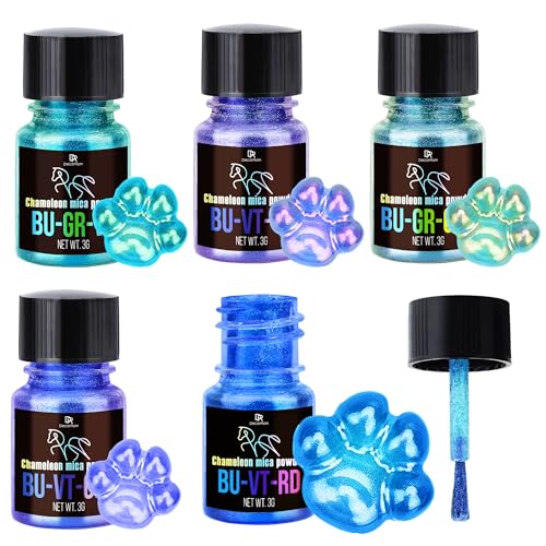 Chamäleon Mica Pulver - 5 Farbverschiebung Epoxidharz Farbe Pigment für Harz Kunst, Malen, Nagel, Becher - Chameleon Resin Pigment Powder Blautöne für DIY Kerzen, Schleim, Seifen, Schmuckherstellung