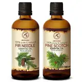 Fichtennadelöl – Abies Sibirica – Kiefernnadelöl Ätherisch – Pinus Sylvestris 2 x 100 ml – Natürlichen & Reinen Öl – Beruhigend – Raumduft – Duftlampe - Tannenöl für Sauna – Aromatherapie