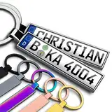Internetservice Timo Lindner Personalisierter Kennzeichen-Schlüsselanhänger beidseitig mit Namen Geschenk Männer Auto Führerschein Mini Nummernschild Gravur 6 Farben