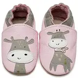 IceUnicorn Krabbelschuhe Baby Jungen Mädchen Lauflernschuhe Baby Weicher Leder Babyhausschuhe Kleinkind Babyschuhe(Giraffe Rosa, 12-18 Monate)