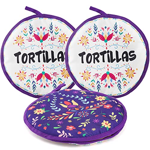 Lyellfe Tortilla-Wärmerbeutel, 30,5 cm, isolierter Tuch-Taco-Wärmer für Maismehl-Tortillas, Taco-Dienstagabend, Halloween-Party, mikrowellengeeignet, gefriergeeignet, 3 Stück