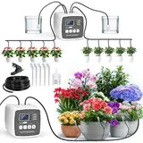 GuKKK Automatisches Bewässerungssystem Indoor für Garten Pflanzen mit Doppelte Pumpe Unabhängige Kontrolle, DIY Tropfbewässerungsset mit Einstellbar, Bewässerung Zimmerpflanzen für Balkon