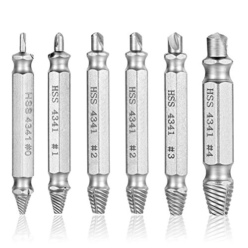 6 Stück Schraubenausdreher Set, Estmoon Beschädigte Schraube Entferner Extraktor Set zum Entfernen leicht beschädigter Schrauben, Hergestellt aus HSS 4341 Härtegrad 62-63hrc