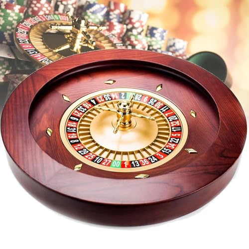 MTTXY 18-Zoll-Deluxe-Rouletterad-Set aus Holz, Gewinnspiel-Roulette aus Massivem Holz mit Doppel-Null-Layout für Den Spieleabend zu Hause oder Die Clubparty