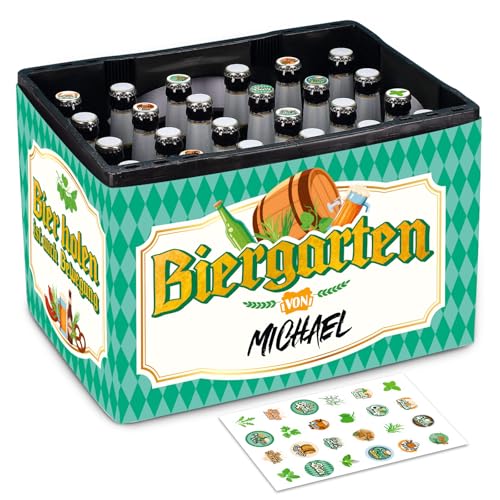 BOFUNX Biergarten Kräutergarten Geschenk Biergarten Banderole für Bierkasten und 24 Aufkleber für Kronkorken Biergeschenke Geburtstagsgeschenk für Männer Biergeschenk zum Vatertag Geburtstag