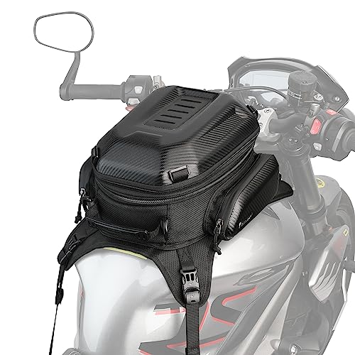 Rhinowalk Motorrad Tankrucksack Tanktasche Hartschale Wasserdicht Erweiterbar 15-18L Motorrad Sitz Aufbewahrungstasche Motorrad Tasche Gepäcktasche Rucksack