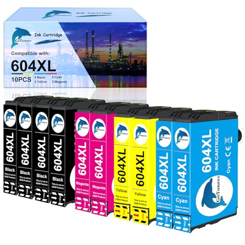 GoToners 604XL Patronen Kompatibel für Epson 604 XL Druckerpatronen für Expression Home XP-3200 XP-3205 XP-4200 XP-4205 XP-2200 XP-2205, Workforce WF-2910 WF-2930 WF-2935 WF-2950 (10er-Pack)