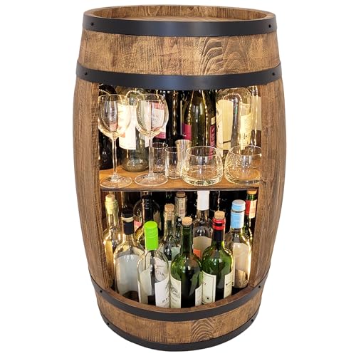 weeco Bar Schränk LED. Weinregal Weinschrank XL. Fass Vintage deko Wohnzimmer. Minibar Gin Whisky Bier. Weinfass Stehtisch. Holzfass für Gläser und Flaschen. Wine Rack geschenkset.