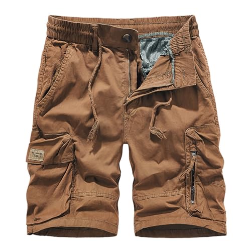 QWUVEDS Kurze Hosen Herren Herrenhose, lässig, bequem, Cargo-Shorts, Outdoor-Mode, fünf Punkte, lässige Taschen-Cargo-Shorts Cargo Hosen Herren Schwarz Kurze Hosen Herren Cargo (Coffee, 33)