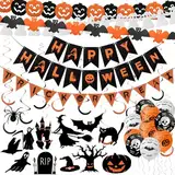 Halloween Deko Set 27 Pcs, Halloween Deko Innen, Girlande, Halloween Banner & Hängedekoration, Halloween Deko Outdoor, Halloween Gruselfest Deko, Halloween Party Kinder Decoration