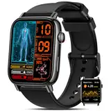 NAIXUES 2025 Smartwatch Herren Damen ??????????,1.83" Zoll Uhren Herren mit 150 Sportmodi/???/???/Herzfrequenz/SpO2/Blutdruck, IP68 Wasserdicht Fitness Tracker für iOS Android Schwarz
