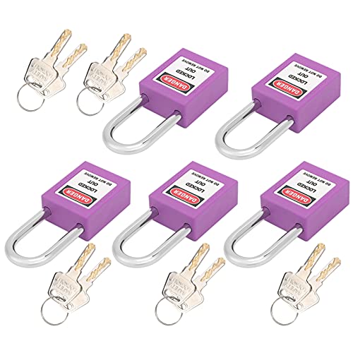Industrial Padlock Set, 5 Blockiert mit Korrosionisolierung mit 10 Tasten, Einem Dauerhaften Werkzeug, das die Industrielle Sicherheit auf Strom und Maschinenproduktion Blockiert (PURPLE)