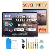 (Space Grau) Seven Puppy Ersatzbildschirm für Pro A1989 A2159 A2289 A2251 2018 2019 2020 Jahr 13,3 Zoll Retina LCD Display Assembly EMC 3214 3358 3301 3456 3348 2560 x 1600