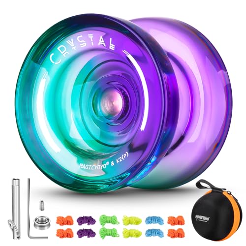 YOSTAR JoJo Profi K2 Kristall Responsive Jo Jo für Kinder, Trick JoJo Profi JoJo für Anfänger, Dual Zweck JoJo JoJo mit Leerlauf, Unresponsive Yoyo mit Kugellager + 12 JoJo Schnur + Yoyo Hülle