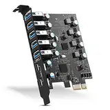 PCIE auf USB 3.0 Karte 7-Port (2 x USB C, 5 x USB A), PCI Express USB 3.2/3.1 Gen1 Erweiterungskarte 5 Gbps Interner USB Hub Konverter Hostkarte für Desktop PC Windows 10/8/7/XP MAC OS