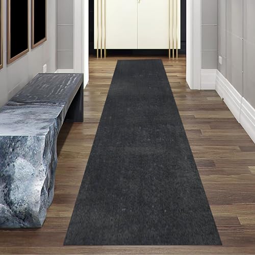 Teppich-Traum Teppich Wohnzimmer läufer Eingangsbereich Gang rutschfest weich mit angenehmem Uni-Design in Anthrazit 80 x 300 cm
